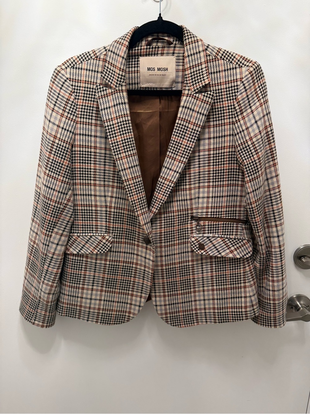 Mos Mosh Plaid Blazer - Beige Brown Check